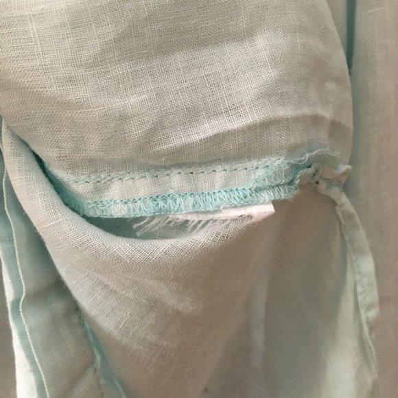 Olsen 100% Linen Pale Blue Button Down Shirt Coastal S - Picture 14 of 16